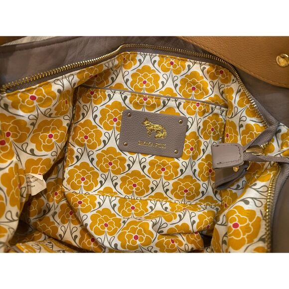 Emma Fox Gray/Beige Large Shoulder Leather Handbag Purse - Picture 3 of 8